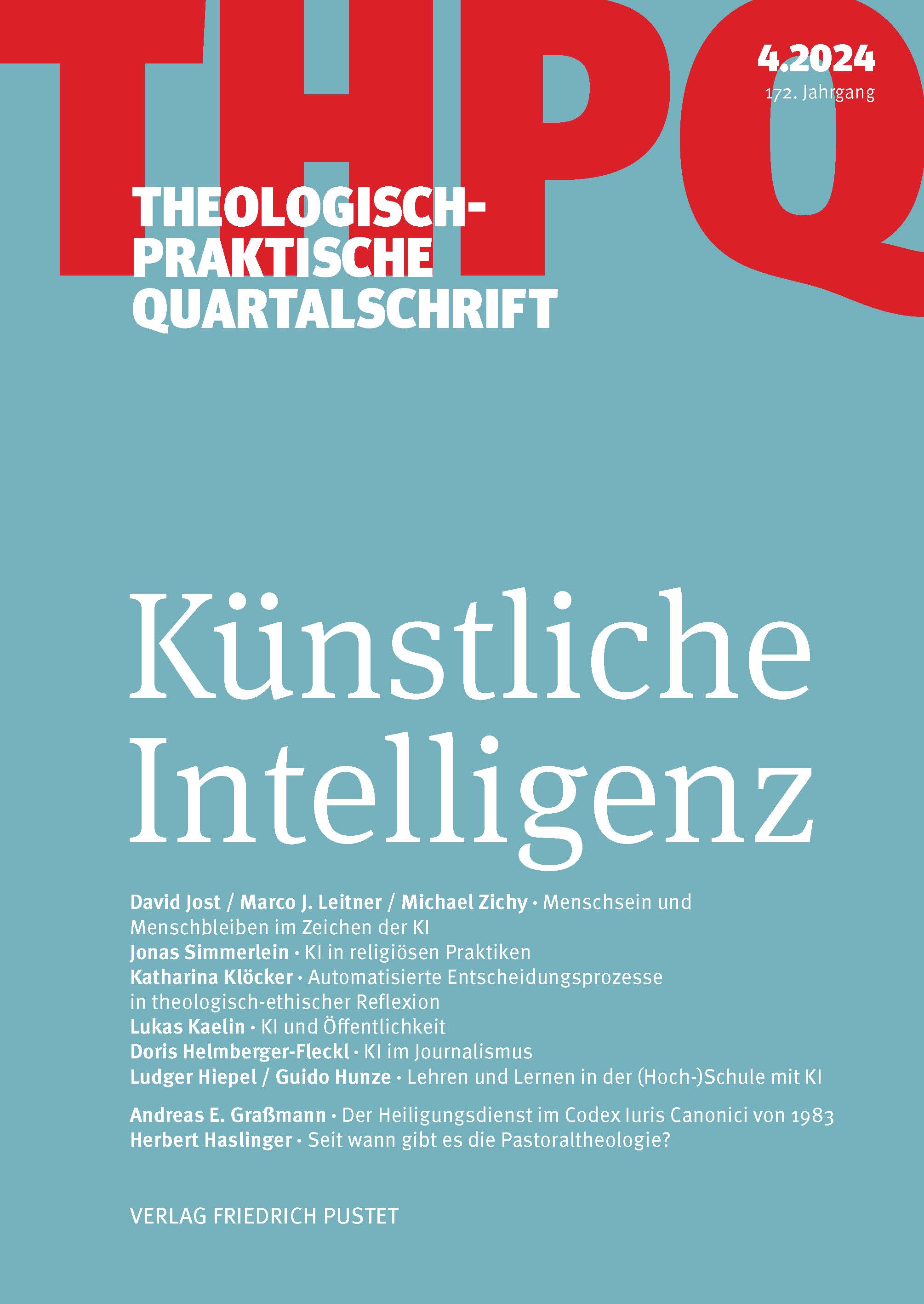 Künstliche Intelligenz, Theologisch-praktische Quartalzeitschrift, Verlag Friedrich Pustet, 112 Seiten, ISSN 0040-5663, Einzelheft 12 Euro.